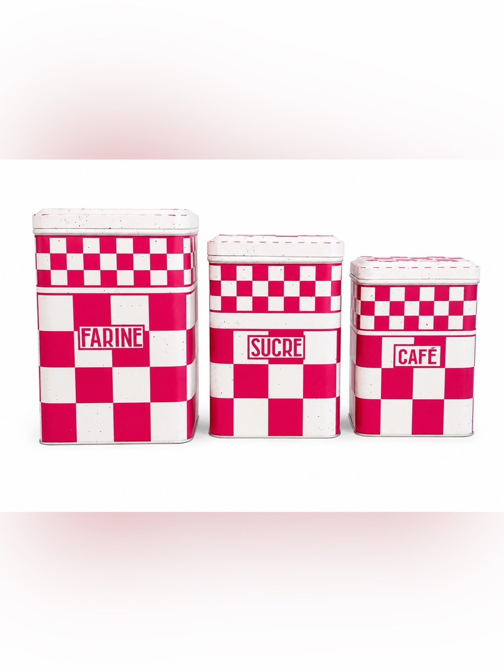 𝑪𝒐𝒎𝒕𝒐𝒊𝒓 𝒅𝒆 𝑭𝒂𝒎𝒊𝒍𝒍𝒆 French Canister Set Red and Cream Tins Kitchen farmhouse
